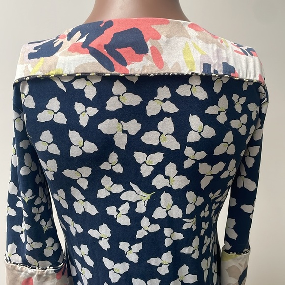 Diane Von Furstenberg DVF Trella Dress Silk Floral Laced Shortsleeves Blue 2 - Picture 7 of 10